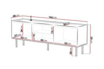 Munkedal Golvstående Tv-bänk 166 cm med Förvaring i Målat Trä - Beige - Möbler - TV- & Mediamöbler - TV bänk & mediabänk