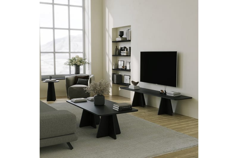 Munne Golvstående Rektangulär TV Bänk 180 cm i Målat Trä - Svart - Möbler - TV- & Mediamöbler - TV bänk & mediabänk