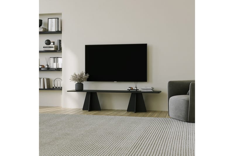 Munne Golvstående Rektangulär TV Bänk 180 cm i Målat Trä - Svart - Möbler - TV- & Mediamöbler - TV bänk & mediabänk