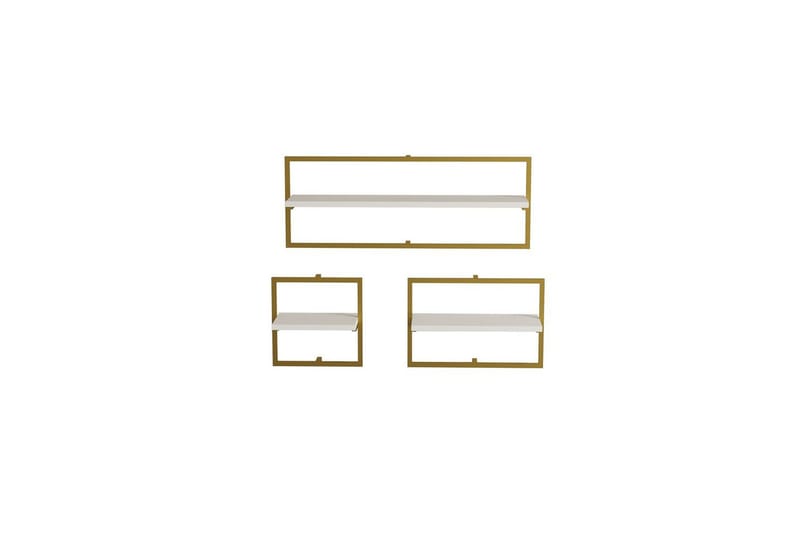 Muroran Väggskiva 80x80 cm - Vit/Guld - Förvaring - Hylla - Vägghylla