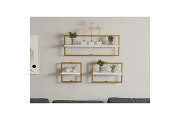 Muroran Väggskiva 80x80 cm - Vit/Guld - Förvaring - Hylla - Vägghylla