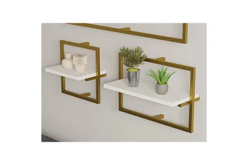 Muroran Väggskiva 80x80 cm - Vit/Guld - Förvaring - Hylla - Vägghylla