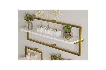 Muroran Väggskiva 80x80 cm - Vit/Guld - Förvaring - Hylla - Vägghylla