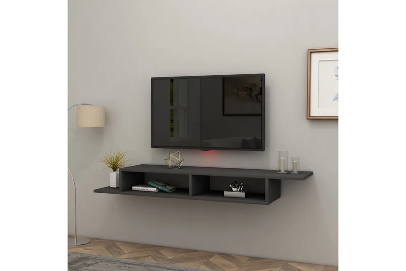 Muson Vägghängd Tv Bänk 120 cm med Förvaring i Målat Trä - Antracit - Möbler - TV- & Mediamöbler - TV bänk & mediabänk