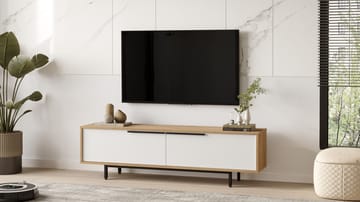 Nilena TV-bänk 160x45,1x35,5 cm - ek, vit - Möbler - TV- & Mediamöbler - TV bänk & mediabänk