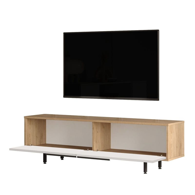 Nilena TV-bänk 160x45,1x35,5 cm - ek, vit - Möbler - TV- & Mediamöbler - TV bänk & mediabänk