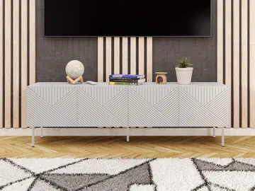 Norrs Golvstående Tv-bänk 191 cm med Förvaring i Målat Trä - Ljusbeige - Möbler - TV- & Mediamöbler - TV bänk & mediabänk