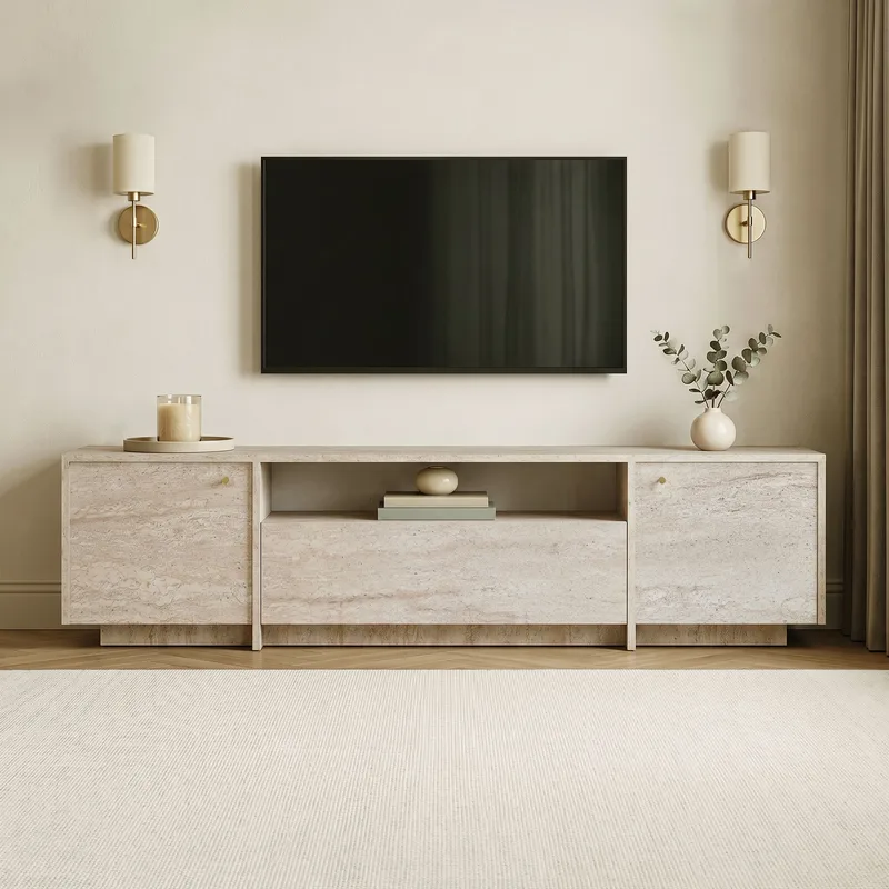 Nover TV-bänk 180x46x35 cm - Travertin - Möbler - TV- & Mediamöbler - TV bänk & mediabänk
