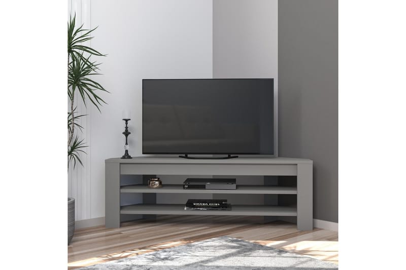 Oderzo Hörn TV Bänk 120 cm med Förvaring i Målat Trä - Grå - Möbler - TV- & Mediamöbler - TV bänk & mediabänk