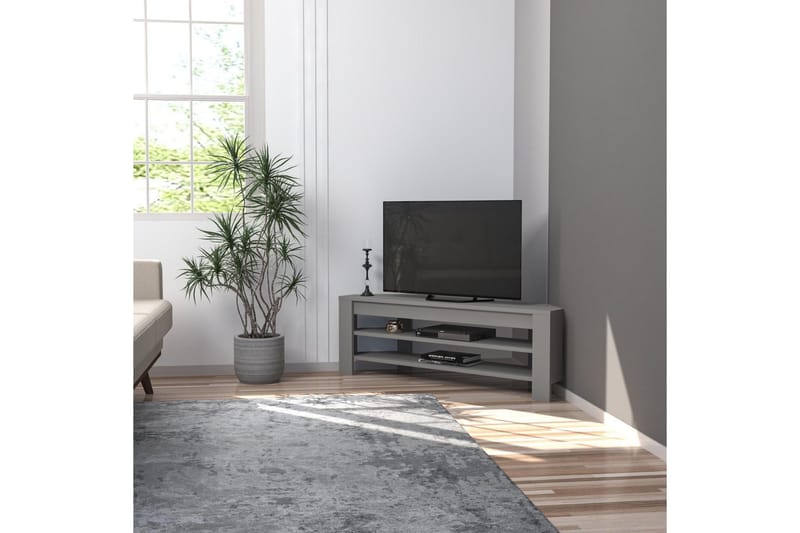 Oderzo Hörn TV Bänk 120 cm med Förvaring i Målat Trä - Grå - Möbler - TV- & Mediamöbler - TV bänk & mediabänk