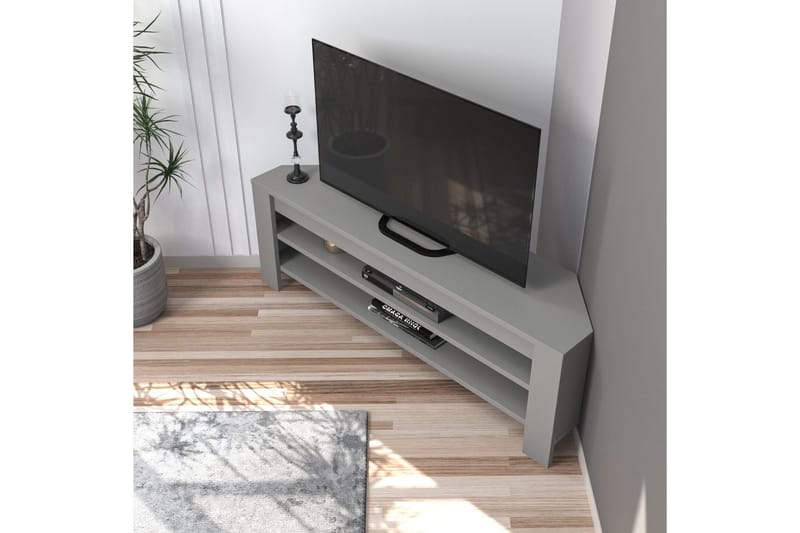 Oderzo Hörn TV Bänk 120 cm med Förvaring i Målat Trä - Grå - Möbler - TV- & Mediamöbler - TV bänk & mediabänk