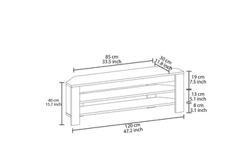 Oderzo Tv-bänk 120 cm - Grå - Möbler - TV- & Mediamöbler - TV bänk & mediabänk