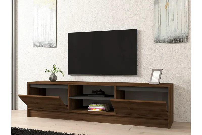 Olca Tv-bänk 180 cm - Valnöt/Antracit - Möbler - TV- & Mediamöbler - TV bänk & mediabänk