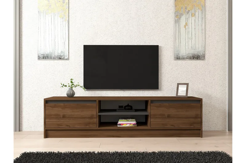 Olca Tv-bänk 180 cm - Valnöt/Antracit - Möbler - TV- & Mediamöbler - TV bänk & mediabänk