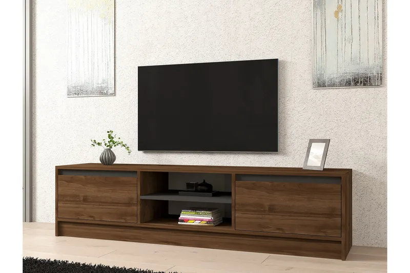 Olca Tv-bänk 180 cm - Valnöt/Antracit - Möbler - TV- & Mediamöbler - TV bänk & mediabänk