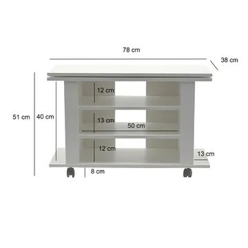 Olyricon TV-bänk 78 cm Med förvaring Rullbar - Vit och svart - Möbler - TV- & Mediamöbler - TV bänk & mediabänk