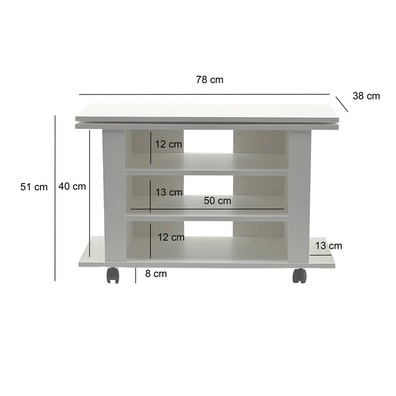 Olyricon TV-bänk 78 cm Med förvaring Rullbar - Vit och svart - Möbler - TV- & Mediamöbler - TV bänk & mediabänk