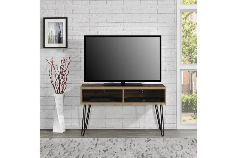 Owen Golvstående Tv Bänk 107 cm med Förvaring i Valnöt - Brun - Möbler - TV- & Mediamöbler - TV bänk & mediabänk