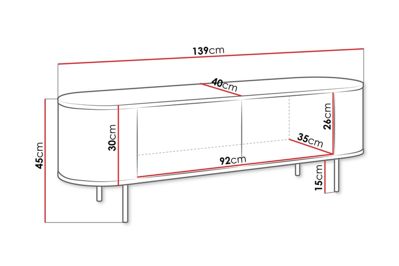 Pantego Tv-bänk 139x40 cm - Brun - Möbler - TV- & Mediamöbler - TV bänk & mediabänk