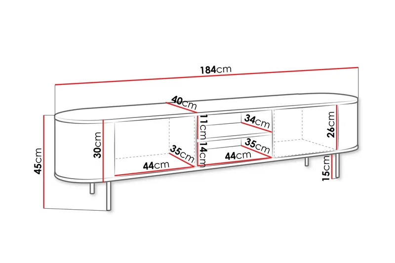 Pantego Tv-bänk 184x40 cm - Brun - Möbler - TV- & Mediamöbler - TV bänk & mediabänk