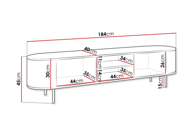 Pantego Tv-bänk 184x40 cm - Vit - Möbler - TV- & Mediamöbler - TV bänk & mediabänk