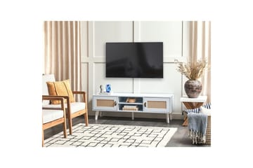 Parton Golvstående TV-bänk 140 cm med Förvaring i Målat Trä - Vit|Beige - Möbler - TV- & Mediamöbler - TV bänk & mediabänk