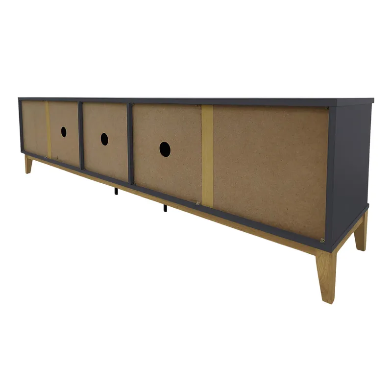 Pelle Tv-bänk 200 cm - Grå / Wotan-ek - Möbler - TV- & Mediamöbler - TV bänk & mediabänk