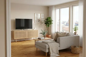 Peyra Ribbad Tv-bänk 120 cm - Natur - Möbler - TV- & Mediamöbler - TV bänk & mediabänk