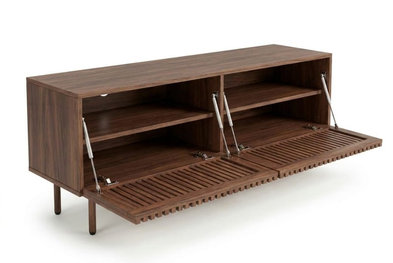 Peyra Ribbad Tv-bänk 160 cm - Valnöt - Möbler - TV- & Mediamöbler - TV bänk & mediabänk