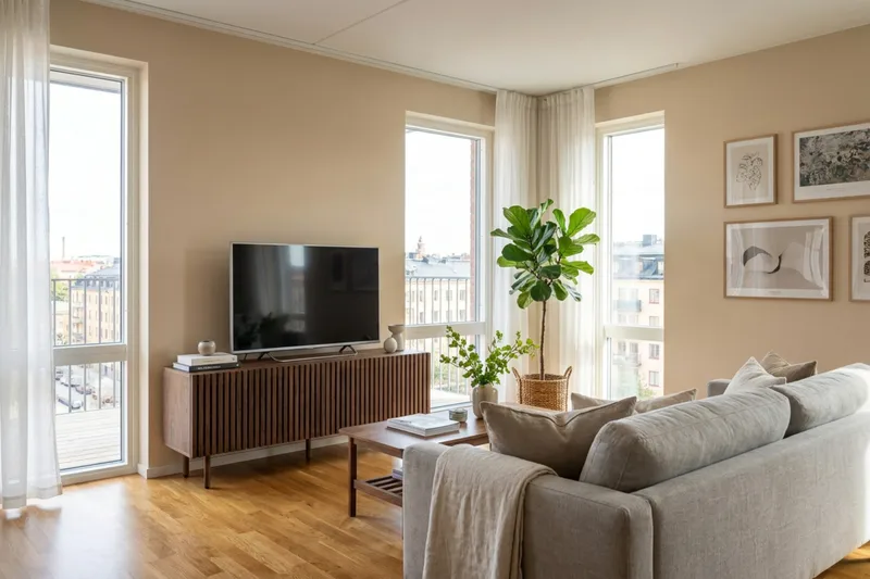 Peyra Ribbad Tv-bänk med Förvaring 120 cm - Valnöt - Möbler - TV- & Mediamöbler - TV bänk & mediabänk