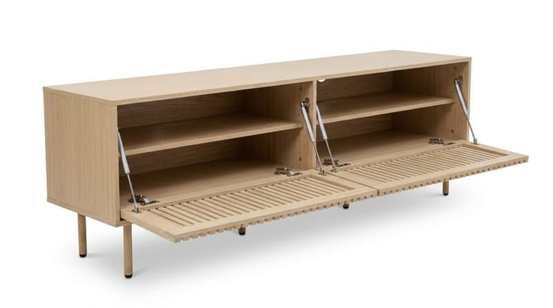 Peyra Ribbad Tv-bänk med Förvaring 200 cm - Ek - Möbler - TV- & Mediamöbler - TV bänk & mediabänk