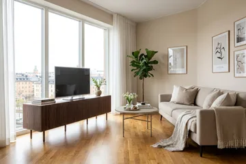 Peyra Ribbad Tv-bänk med Förvaring 200 cm - Valnöt - Möbler - TV- & Mediamöbler - TV bänk & mediabänk