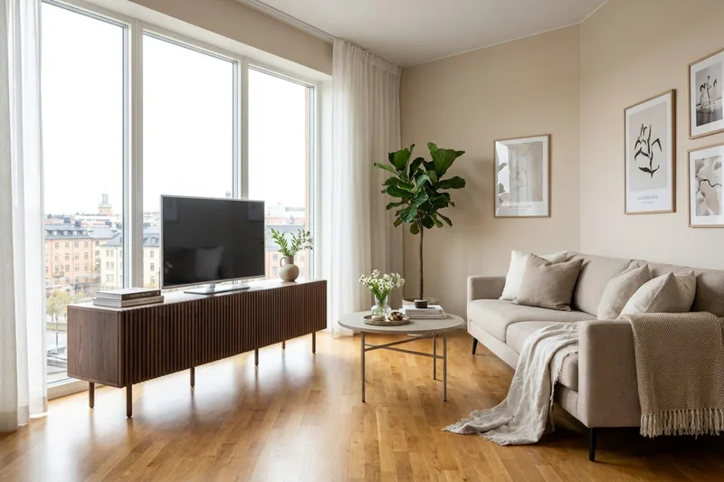 Peyra Ribbad Tv-bänk med Förvaring 200 cm - Valnöt - Möbler - TV- & Mediamöbler - TV bänk & mediabänk
