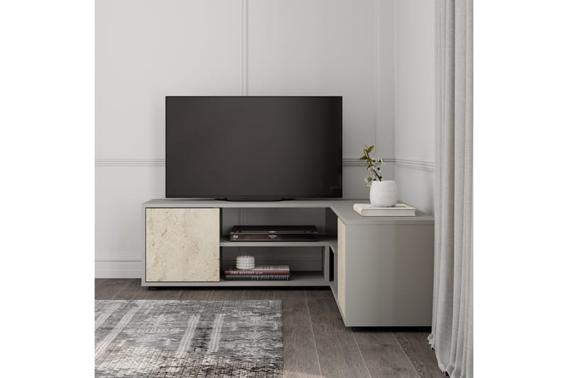 Pienk Tv-bänk 125 cm - Grå/Travertin - Möbler - TV- & Mediamöbler - TV bänk & mediabänk