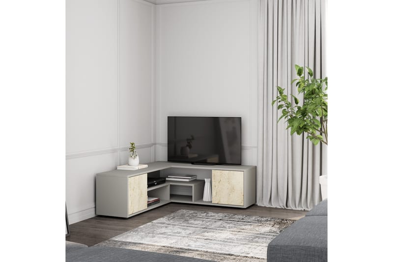 Pienk Tv-bänk 125 cm - Grå/Travertin - Möbler - TV- & Mediamöbler - TV bänk & mediabänk