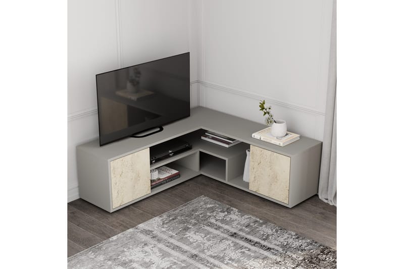 Pienk Tv-bänk 125 cm - Grå/Travertin - Möbler - TV- & Mediamöbler - TV bänk & mediabänk