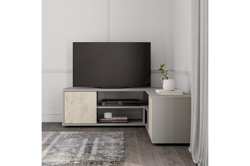 Pienk Tv-bänk 125 cm - Grå/Travertin - Möbler - TV- & Mediamöbler - TV bänk & mediabänk