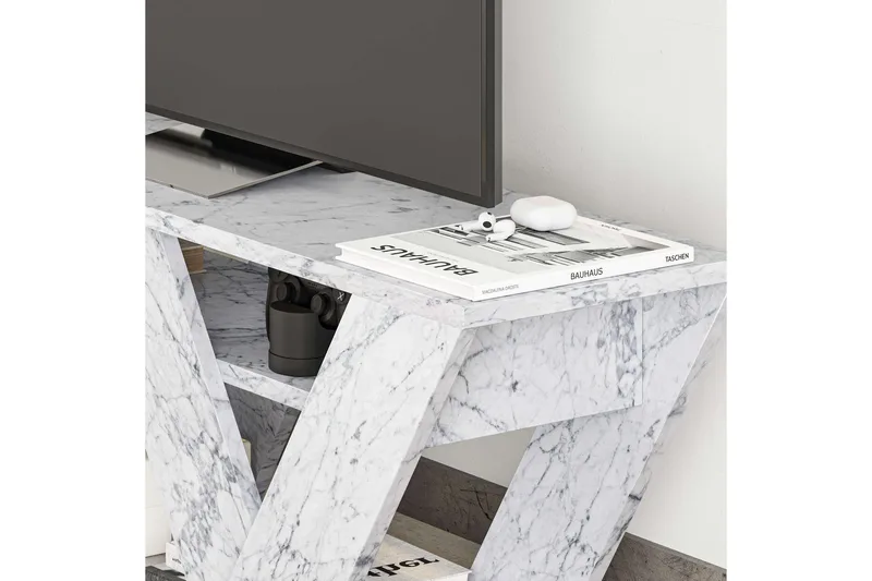 Pipralla Tv-bänk 110 cm - Vit marmor - Möbler - TV- & Mediamöbler - TV bänk & mediabänk