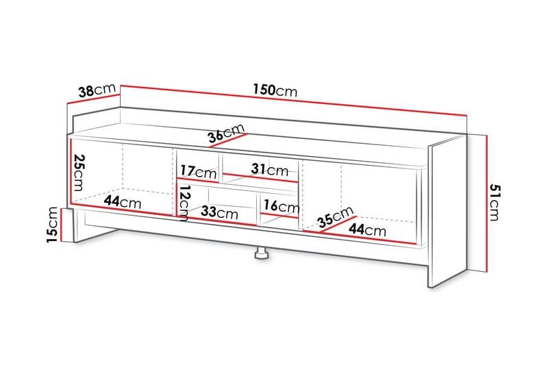 Polina Tv-bänk 150 cm - Brun/Svart - Möbler - TV- & Mediamöbler - TV bänk & mediabänk
