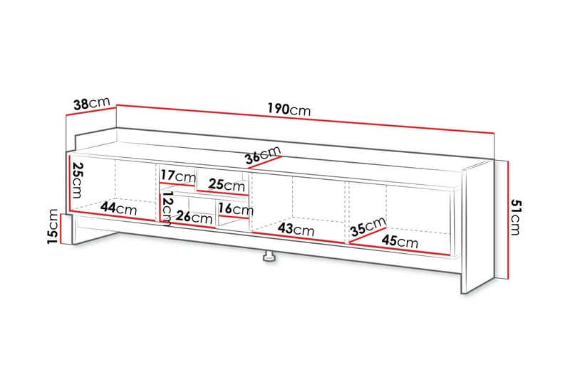 Polina Tv-bänk 190 cm - Brun/Svart - Möbler - TV- & Mediamöbler - TV bänk & mediabänk