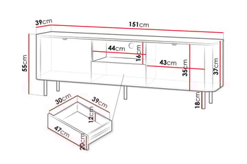 Pollena Tv-bänk 151x39 cm - Brun - Möbler - TV- & Mediamöbler - TV bänk & mediabänk