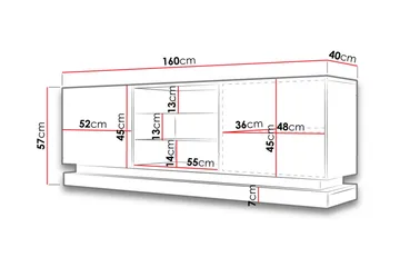 Qiu Golvstående Tv Bänk 160 cm med Förvaring i Målat Trä högglans - Svart - Möbler - TV- & Mediamöbler - TV bänk & mediabänk