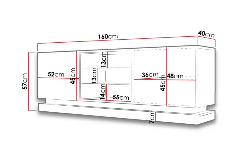 Qiu TV-bänk 40x160 cm LED-belysning - Vit/Högglans - Möbler - TV- & Mediamöbler - TV bänk & mediabänk