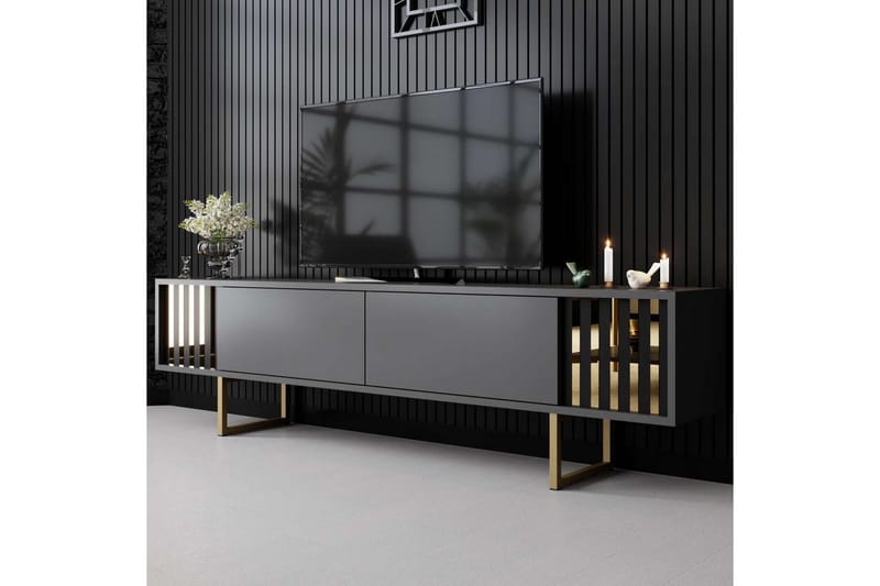 Rany Tv-bänk 180 cm - Guld/Grafitgrå - Möbler - TV- & Mediamöbler - TV bänk & mediabänk