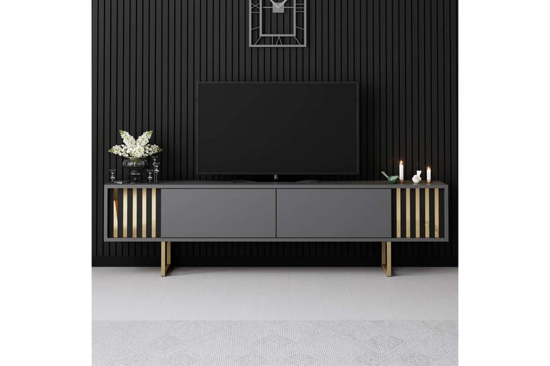 Rany Tv-bänk 180 cm - Guld/Grafitgrå - Möbler - TV- & Mediamöbler - TV bänk & mediabänk