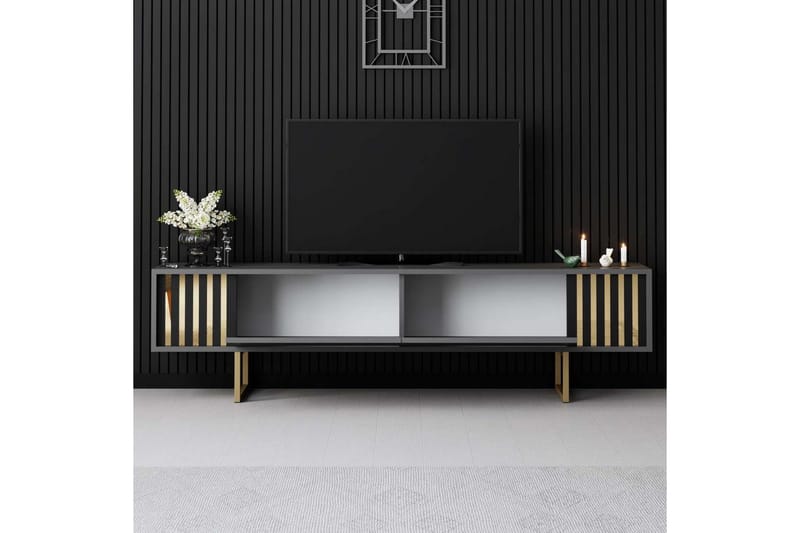 Rany Tv-bänk 180 cm - Guld/Grafitgrå - Möbler - TV- & Mediamöbler - TV bänk & mediabänk