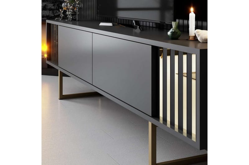 Rany Tv-bänk 180 cm - Guld/Grafitgrå - Möbler - TV- & Mediamöbler - TV bänk & mediabänk