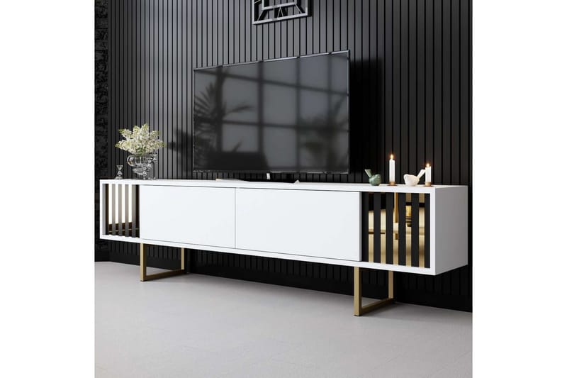 Rany Tv-bänk 180 cm - Guld/Vit - Möbler - TV- & Mediamöbler - TV bänk & mediabänk
