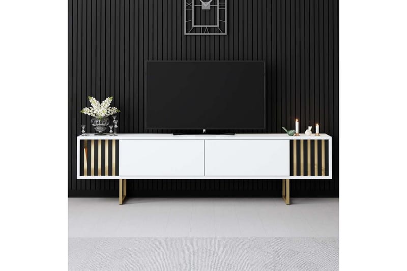 Rany Tv-bänk 180 cm - Guld/Vit - Möbler - TV- & Mediamöbler - TV bänk & mediabänk