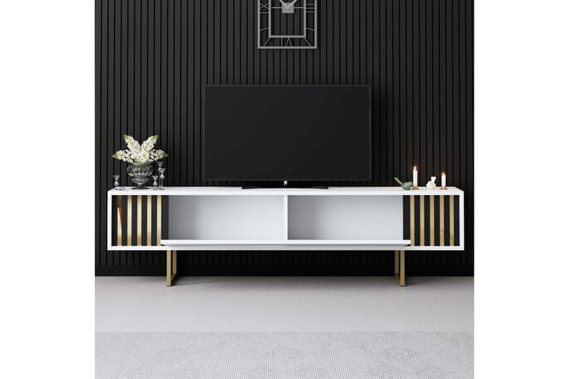 Rany Tv-bänk 180 cm - Guld/Vit - Möbler - TV- & Mediamöbler - TV bänk & mediabänk